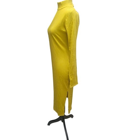 NWT Mock Neck Long Sleeve Hacci Ribbed Side Slit Bodycon Midi Dress Large - Picture 5 of 6